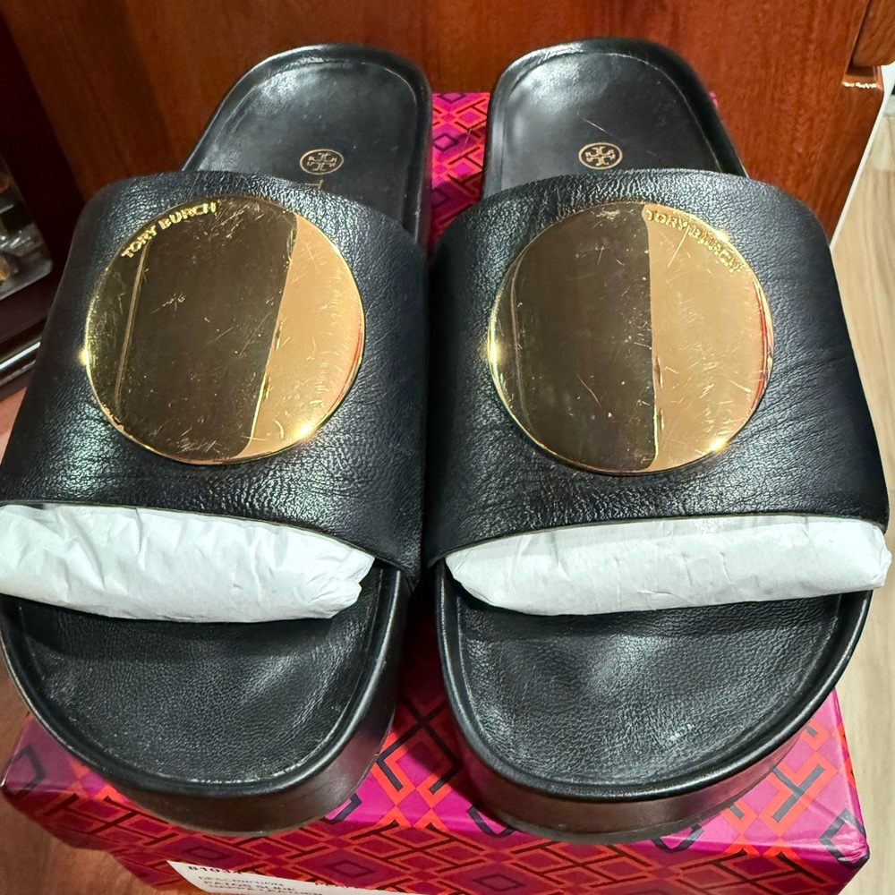 Tory Burch Black Patos Slide Sandals